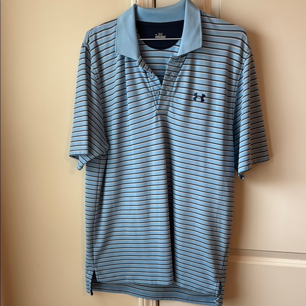 Under Armour Men's Blue Striped Polo Shirt